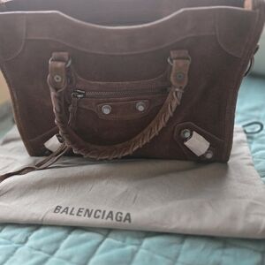 Brown Suede Small Le City Handbag